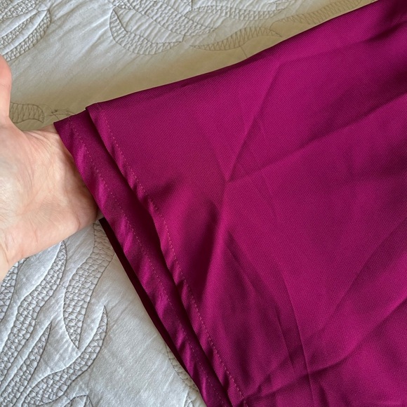 Hayley Paige Occasions - Chiffon Halter Lace Dress - Style 5715 - Flamingo - Picture 11 of 13